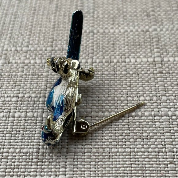 Vintage Pin Blue Bird on Gold Tone Tree Branch Bird Brooch Vintage Jewelry - Picture 13 of 13